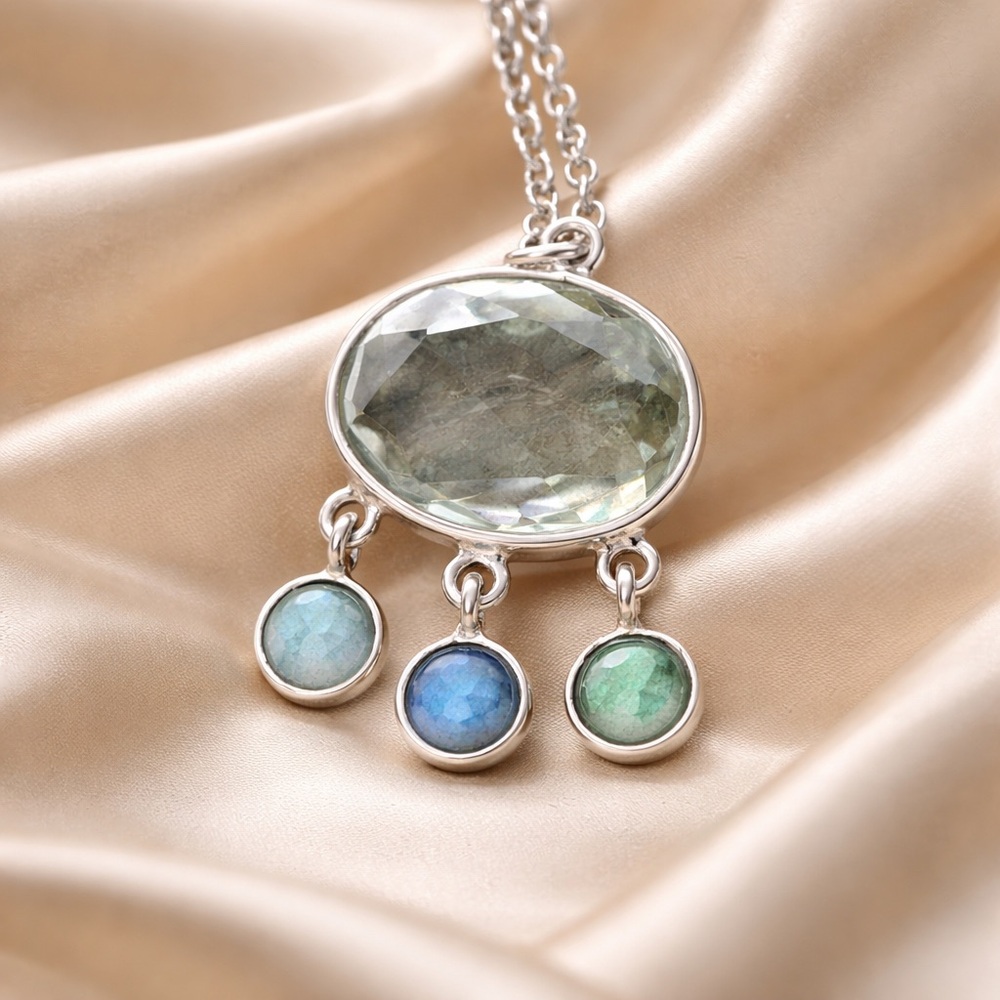 Green Amethyst & Labradorite Necklace - Picture 5 of 14
